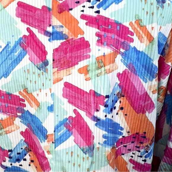 NWT Emily Wonder Corduroy Button Down Shacket Brush Stroke Print 2X - Picture 7 of 10